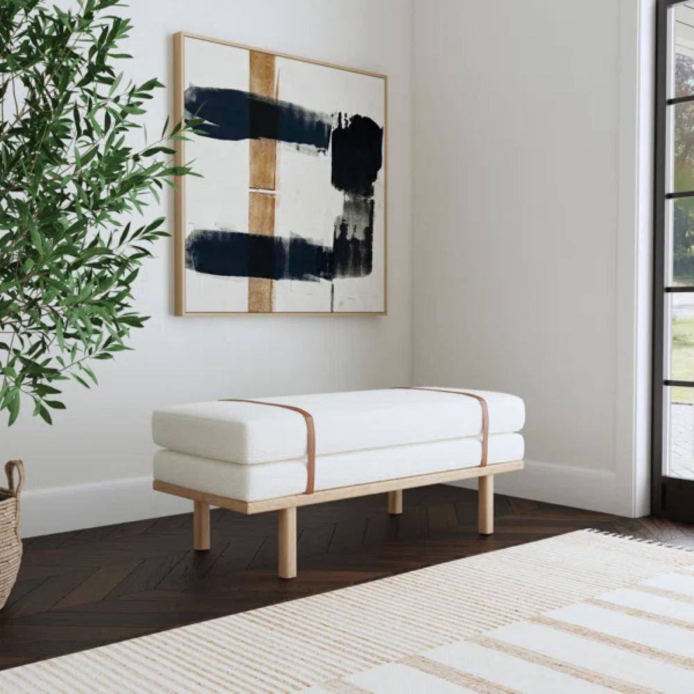 Wade Logan® Azayvion Upholstered Bench with Wood Base & Reviews